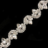 1 1/8" Fancy Wavy Teardrop Rhinestone Trim, YH-088