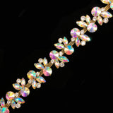 1 1/4" Fancy Colored Flower Rhinestone Trim, YH-200