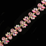 1 1/4" Fancy Colored Flower Rhinestone Trim, YH-200