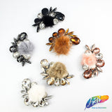 Colorful Glass Beaded Applique with Fur, BA-066