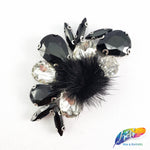Colorful Glass Beaded Applique with Fur, BA-066