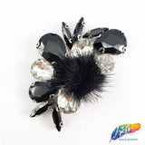 Colorful Glass Beaded Applique with Fur, BA-066