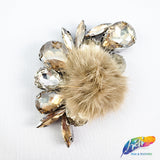 Colorful Glass Beaded Applique with Fur, BA-066