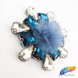 Colorful Glass Beaded Applique with Fur, BA-065