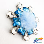 Colorful Glass Beaded Applique with Fur, BA-065