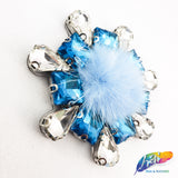 Colorful Glass Beaded Applique with Fur, BA-065