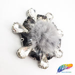 Colorful Glass Beaded Applique with Fur, BA-065