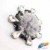 Colorful Glass Beaded Applique with Fur, BA-065