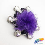 Colorful Glass Beaded Applique with Fur, BA-065