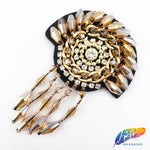 Color Beaded Rhinestone Dreamcatcher Applique with Dangling Fringe, BA-064