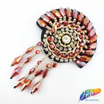 Color Beaded Rhinestone Dreamcatcher Applique with Dangling Fringe, BA-064
