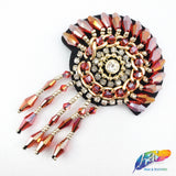 Color Beaded Rhinestone Dreamcatcher Applique with Dangling Fringe, BA-064