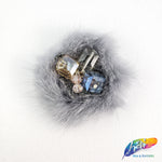 Colorful Glass Beaded Applique with Fur, BA-067
