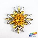 Diamond Flower Rhinestone Iron On Applique with Faux Suede Petals, IA-004