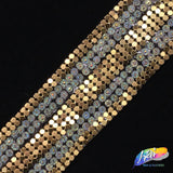 1 1/2” 2-row Acrylic Rhinestone Iron on Trim with Chainmail Strip Border, IRT-036