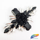 Diamond Flower Rhinestone Iron On Applique with Faux Suede Petals, IA-002