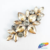 Glass Rhinestone Flower Motif Iron On Applique, IA-001