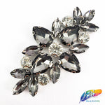 Glass Rhinestone Flower Motif Iron On Applique, IA-001