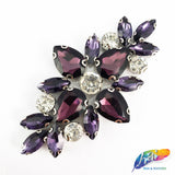 Glass Rhinestone Flower Motif Iron On Applique, IA-001