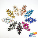 Glass Rhinestone Flower Motif Iron On Applique, IA-001