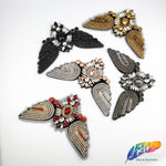 Flying Bird Beaded Rhinestone Motif Applique, BA-026