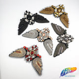 Flying Bird Beaded Rhinestone Motif Applique, BA-026