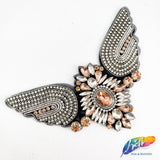 Flying Bird Beaded Rhinestone Motif Applique, BA-026