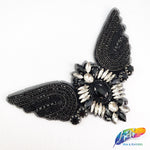 Flying Bird Beaded Rhinestone Motif Applique, BA-026
