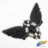 Flying Bird Beaded Rhinestone Motif Applique, BA-026