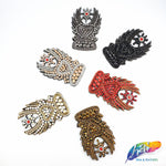 Heart on Fire Beaded Rhinestone Motif Applique,  BA-016