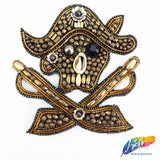 Pirate Beaded Rhinestone Indian Applique, BA-024