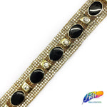 7/8” Black/Gold Acrylic Rhinestone Iron on Trim, IRT-048