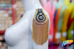 Studded Beaded Epaulet with Chain Tassels, EP-016 (sold per piece)