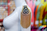 Studded Beaded Epaulet with Chain Tassels, EP-016 (sold per piece)