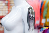 Studded Rhinestone Epaulet with Ball Chain Tassel, EP-031 (sold per piece)