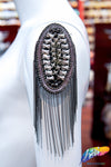 Studded Rhinestone Epaulet with Ball Chain Tassel, EP-031 (sold per piece)