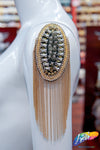 Studded Rhinestone Epaulet with Ball Chain Tassel, EP-031 (sold per piece)