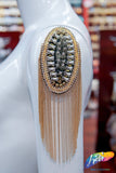 Studded Rhinestone Epaulet with Ball Chain Tassel, EP-031 (sold per piece)