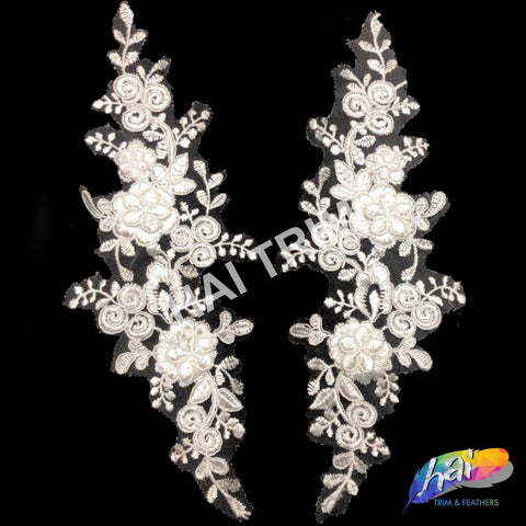 Flower Lace Applique, Embroidered Flower Lace Patch for Wedding and Formal Wear, LAP-11
