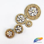 Gold AB Clustered Medallion Rhinestone Applique, BA-027