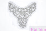 SALE! Beaded Rhinestone Applique, Wedding Formal Prom Crystal Patch, RA-032