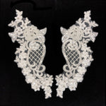White Beaded Lace Flower Applique with Rhinestones, LAP-38