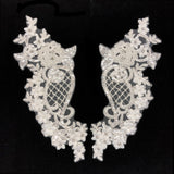 Beaded Lace Flower Applique with Rhinestones, LAP-38