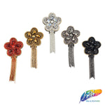 Flower Beaded Rhinestone Applique with Dangling Rhinestone Fringe, BA-025