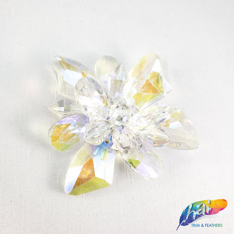 Crystal AB Chunky Glass Beaded Flower Applique, BA-061