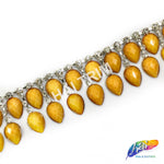 SALE! 1 1/4" 2-row Dangling Matte Color Teardrop Rhinestone Trim Fringe, ACR-20-1