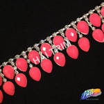 SALE! 1 1/4" 2-row Dangling Matte Color Teardrop Rhinestone Trim Fringe, ACR-20-1
