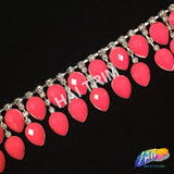 SALE! 1 1/4" 2-row Dangling Matte Color Teardrop Rhinestone Trim Fringe, ACR-20-1