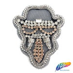 Cowboy Beaded Rhinestone Applique on Mesh, BA-023