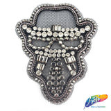 Cowboy Beaded Rhinestone Applique on Mesh, BA-023